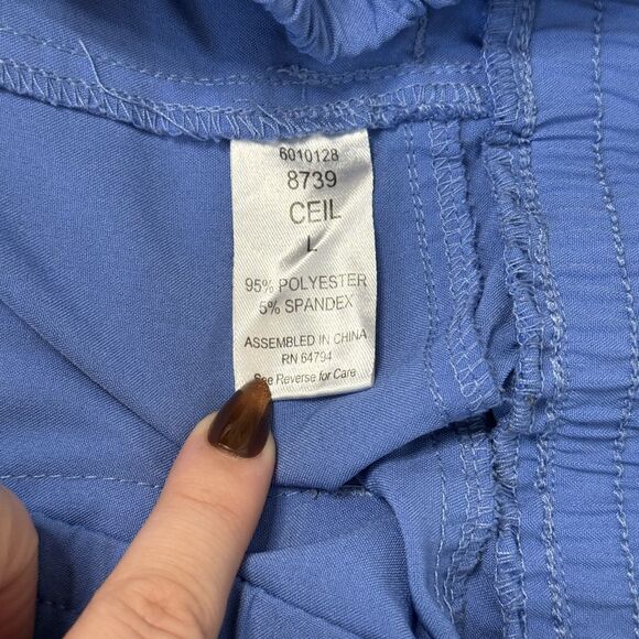 Med Couture Women's Large Energy Smocked Waist Cargo Jogger Scrub Pant CEIL BLUE - Picture 9 of 9